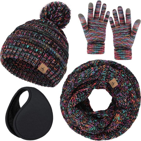 Winter Hat Scarf Gloves and Ear Warmer, Warm Knit Beanie Hat  display picture 1